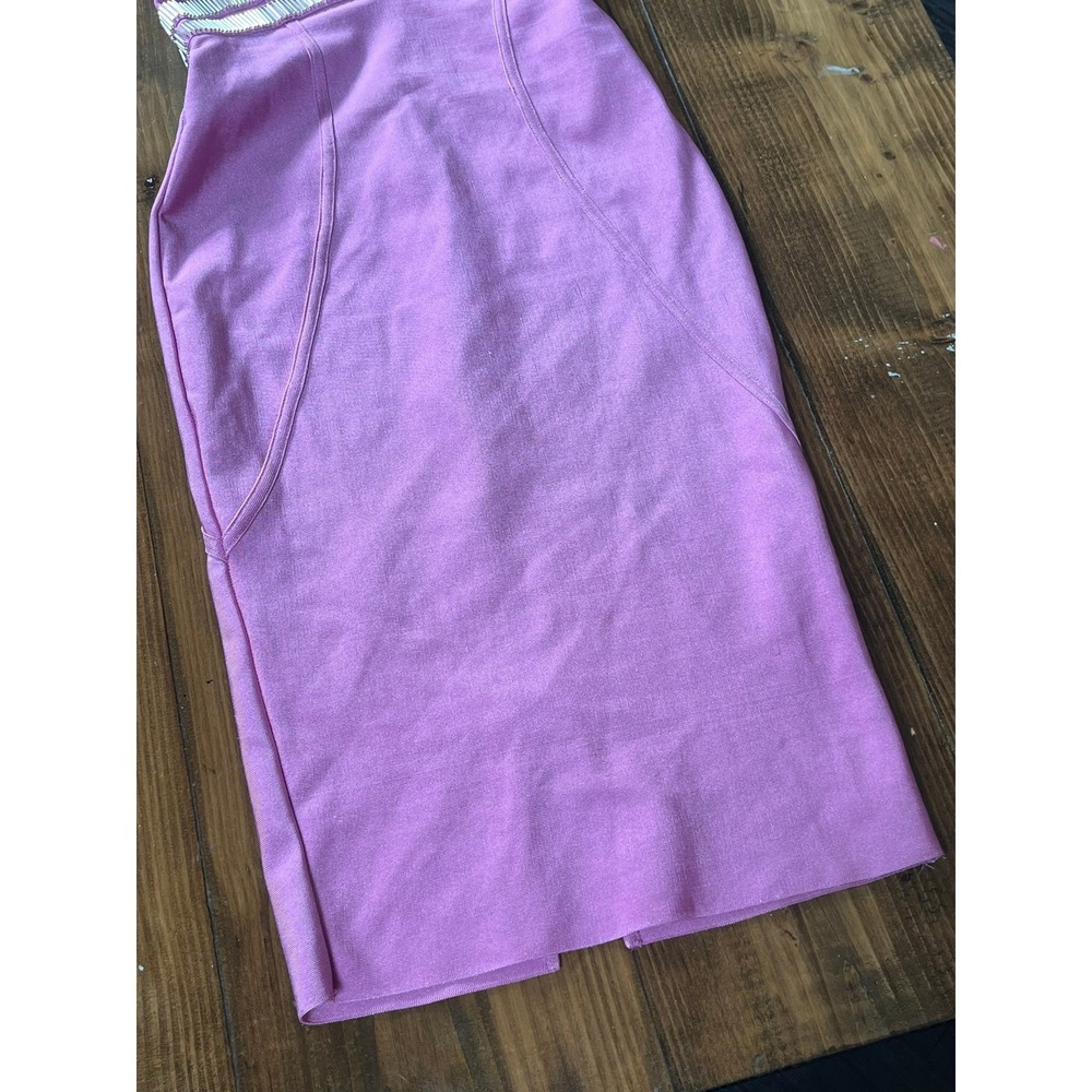 Fashion Nova Orchid Pink Bandage Midi Dress Silver Trim Sweetheart Neck Small - Picture 2 of 7